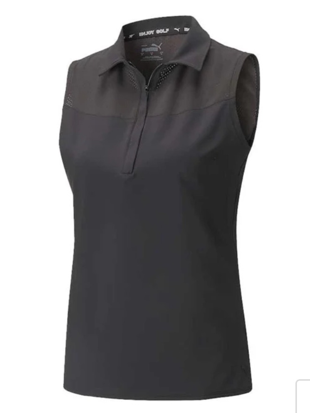 Puma Women’s Harding Black Sleeveless Quarter Zip Polo Golf Shirt, Size M, NWT